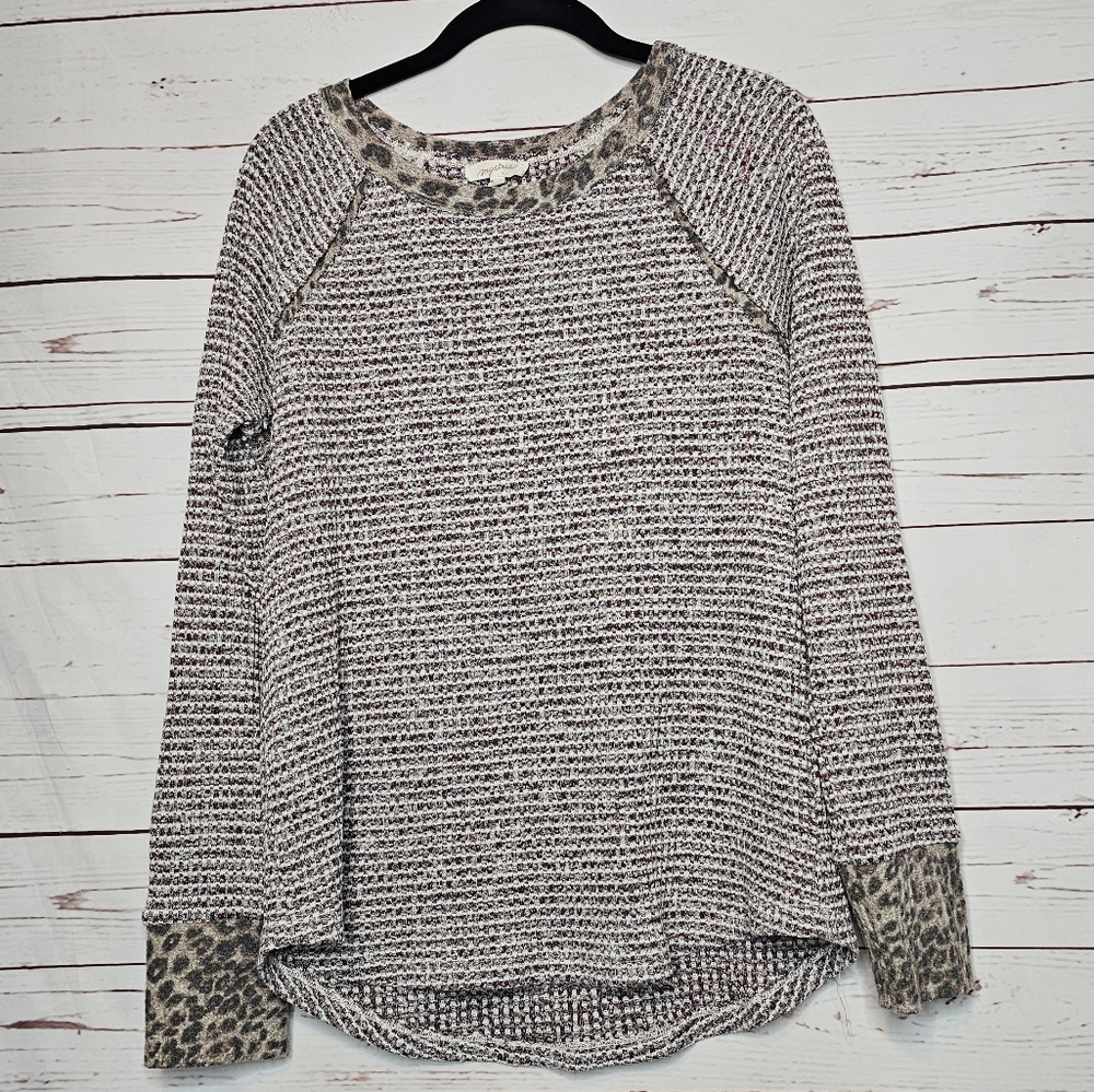 Mystree Striped And Leopard Print Long Sleeve Top - image 1